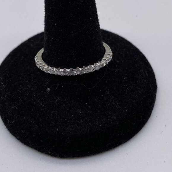 CZ Wedding Band Women 925 Sterling Silver Half Eternity Stackable Ring Size‎ 8 - Picture 7 of 7